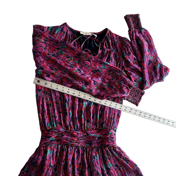 Ramy Brook Gessy 100% Silk Lace Up Neck Shadow Stripe Pink Multi Mini Dress XS - Picture 11 of 12